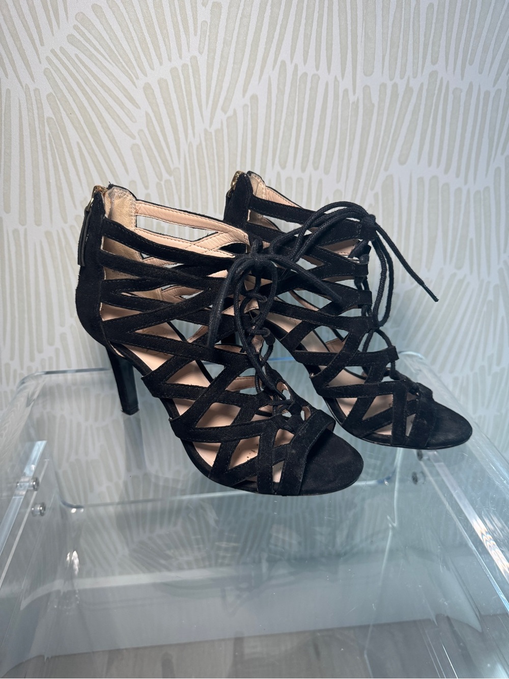 Nine West Black Strappy Lace-Up High Heels